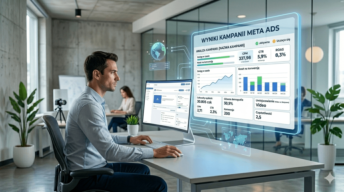 Mockup Ads Managera z aktywną kampanią